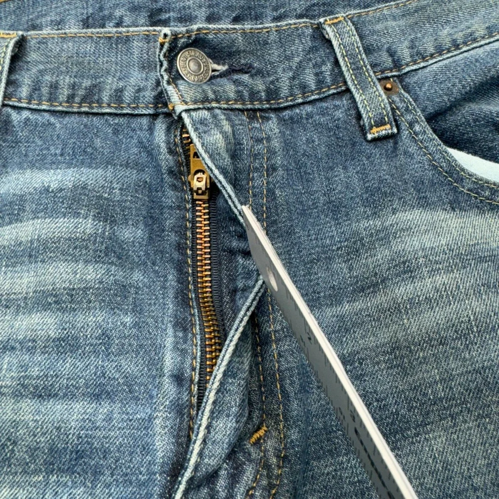 Levi's 527 Slim Bootcut Mens 36x30 Blue Denim Jeans Whiskers Faded Cotton Mid